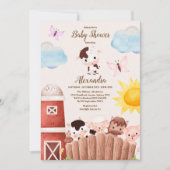 Wasserfarbene Niedliche Landtiere Barnyard Baby Sh Einladung (Vorderseite)