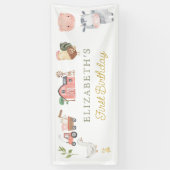 Wasserfarbene Niedliche Landtiere Barnyard Geburts Banner (Vertikal)