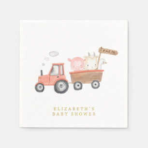 Wasserfarbene Niedliche Landtiere Barnyard Serviette