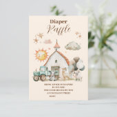 Wasserfarbene Niedliche Landtiere Raffle Diapper Begleitkarte (Stehend Vorderseite)