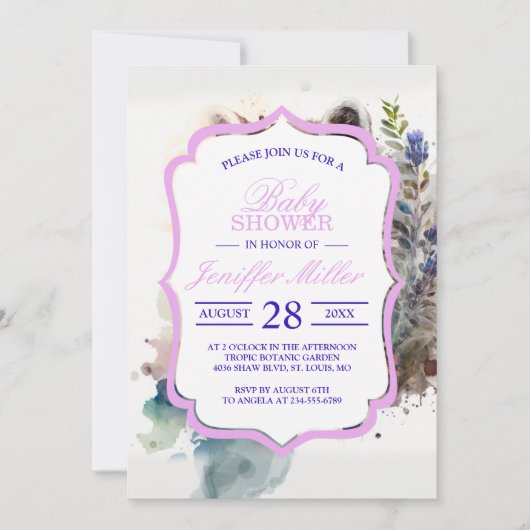 Wasserfarbene Niedliche Raccoon Frühlingsblumen Einladung (Vorderseite)