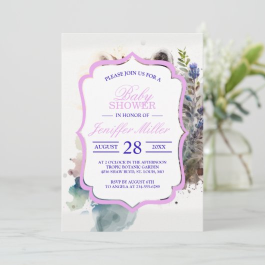 Wasserfarbene Niedliche Raccoon Frühlingsblumen Einladung (Stehend Vorderseite)