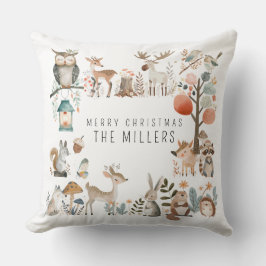 Wasserfarbene Niedliche Waldtiere Kissen