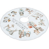 Wasserfarbene Niedliche Waldtiere Polyester Weihnachtsbaumdecke (Schrägansicht)