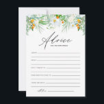 Wasserfarbene Orchideen und Kumquats Hochzeit Hinweiskarte<br><div class="desc">Frag den Gästen,  ihre Ratschläge verlassen und den Neuvermählten mit dieser Blumenberatungskarte gute Wünsche zu geben. Es verfügt über eine blühende Aquarellgarage mit weißen Orchideen,  Grünpflanzen und Kumquats. Diese tropische Blumenempfehlung für die frisch vermählte Karte ist ideal für Hochzeiten und Brautparty im Sommer. Personalisieren Sie Ihre eigenen Texte.</div>