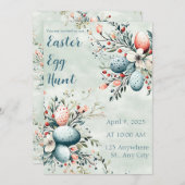 Wasserfarbene Ostereier Jagen Einladung (Vorne/Hinten)