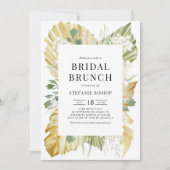 Wasserfarbene Palm-Blätter Sommerbridal Brunch Einladung (Vorderseite)