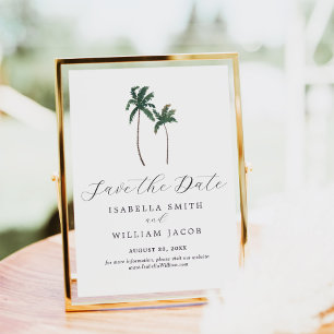 Wasserfarbene Palmen - Save-the-Date-Karte Save The Date