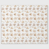 Wasserfarbene Palmen und Blume Beige Boho Geschenkpapier (Flach)