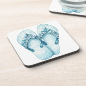 WASSERFARBENE PASTEL BLAUE SEQUINIERTE FLIP-FLÖSUN GETRÄNKEUNTERSETZER (Linke Seite)