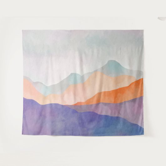 Wasserfarbene Pastelgebirge Natur Landschaft Wandteppich (Vorderseite (Horizontal))