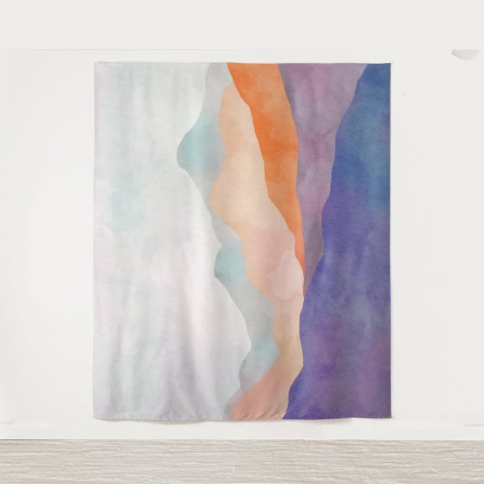 Wasserfarbene Pastelgebirge Natur Landschaft Wandteppich (Vorderseite)