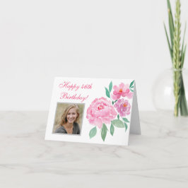 Wasserfarbene Peonies Glücklich 46. Geburtstag Add Karte