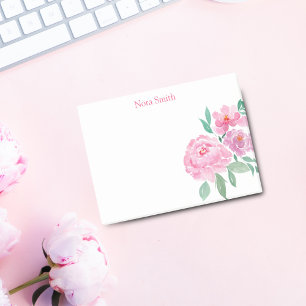 Wasserfarbene Peonings Personalisiert Post-it Klebezettel
