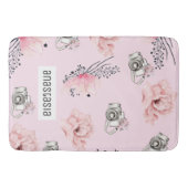 Wasserfarbene Personalisierte Rose Badematte (Vorderseite)