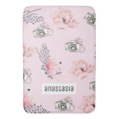 Wasserfarbene Personalisierte Rose Badematte (Vorderseite Vertikal)