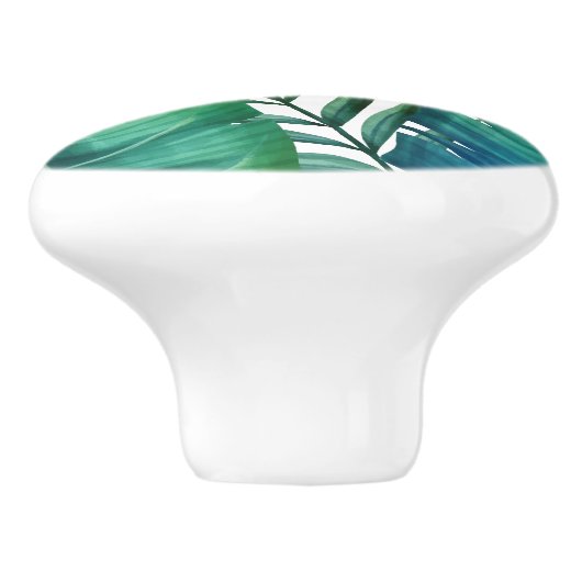Wasserfarbene Personalisierte tropische Blätter Keramikknauf (Seitenansicht)