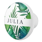 Wasserfarbene Personalisierte tropische Blätter Keramikknauf (Rechts)