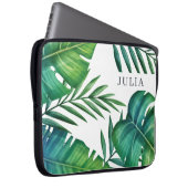 Wasserfarbene Personalisierte tropische Blätter Laptopschutzhülle (Vorne Rechts)