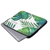 Wasserfarbene Personalisierte tropische Blätter Laptopschutzhülle (Vorne Knopf)