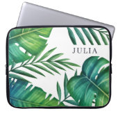 Wasserfarbene Personalisierte tropische Blätter Laptopschutzhülle (Vorderseite)