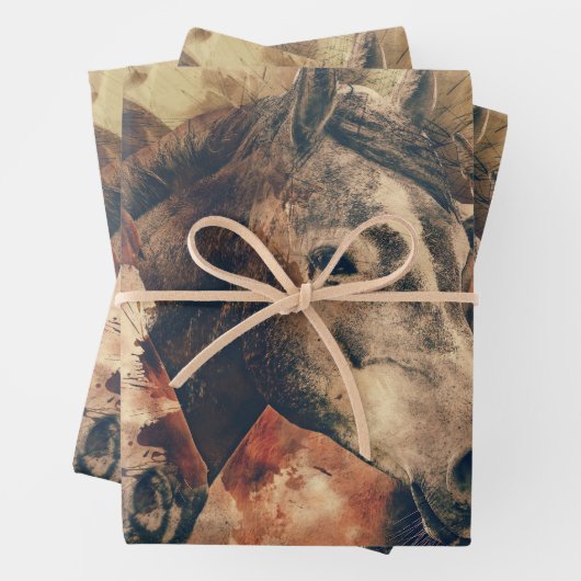 Wasserfarbene Pferde Geschenkpapier Set (Beispiel)