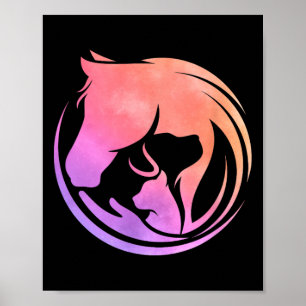 Wasserfarbene Pferde Hunde Katzen Art Reitsport Cl Poster