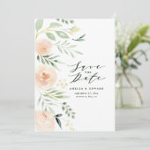 Wasserfarbene Pfirsichblüten & Blattwerk Hochzeit (Stehend Vorderseite)