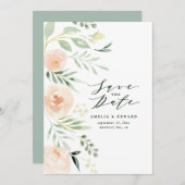 Wasserfarbene Pfirsichblüten & Blattwerk Hochzeit (Vorne/Hinten)