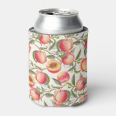 Wasserfarbene Pfirsiche, nahtlose Blumenmuster. Dosenkühler (Kanne Vorderseite)