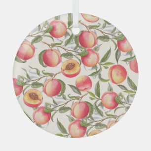 Wasserfarbene Pfirsiche, nahtlose Blumenmuster. Ornament Aus Glas