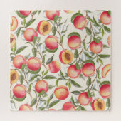 Wasserfarbene Pfirsiche, nahtlose Blumenmuster. Puzzle (Horizontal)