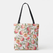 Wasserfarbene Pfirsiche, nahtlose Blumenmuster. Tasche (Rückseite)