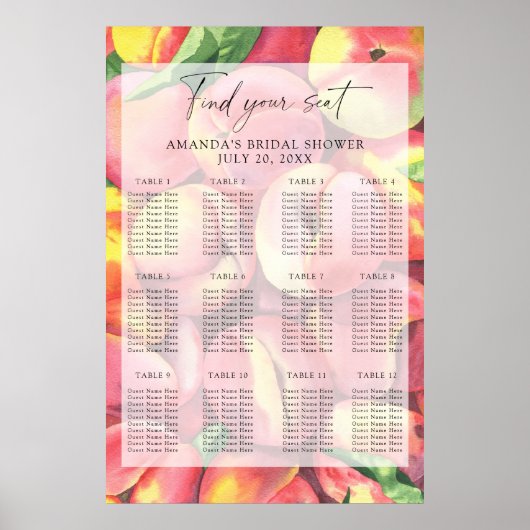 Wasserfarbene Pfirsiche Poster (Vorne)