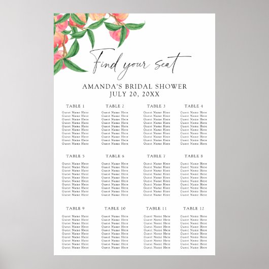 Wasserfarbene Pfirsiche Poster (Vorne)