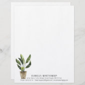 Wasserfarbene Pflanze Buchstaben Personalisiert Briefbogen (Vorne/Hinten)