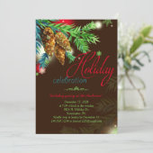 Wasserfarbene Pine Cones Feiertag Einladung (Stehend Vorderseite)
