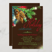 Wasserfarbene Pine Cones Feiertag Einladung (Vorne/Hinten)
