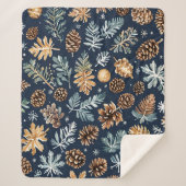 Wasserfarbene Pine Cones Winter Pattern Sherpadecke (Vorderseite)