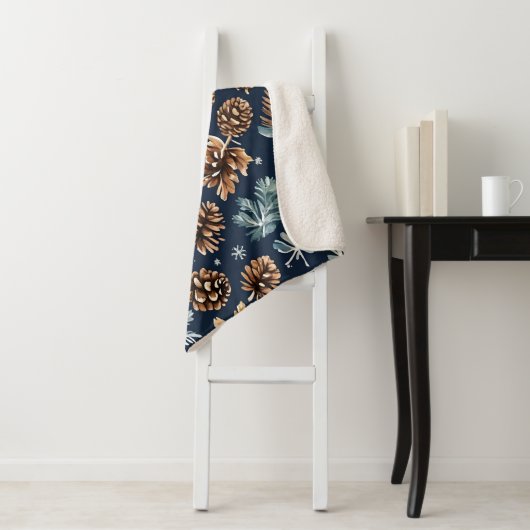 Wasserfarbene Pine Cones Winter Pattern Sherpadecke (Beispiel)