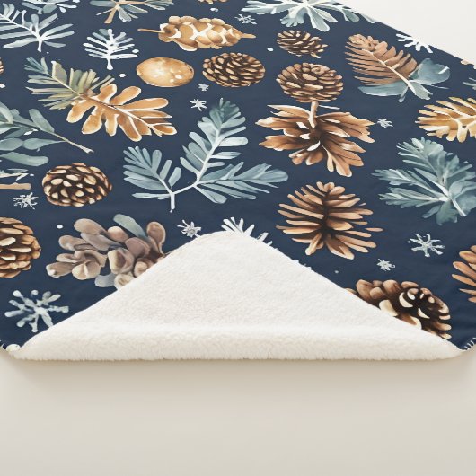 Wasserfarbene Pine Cones Winter Pattern Sherpadecke (3/4)