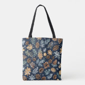 Wasserfarbene Pine Cones Winter Pattern Tasche (Rückseite)