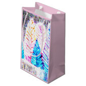 Wasserfarbene Pine-Geschenktasche Kleine Geschenktüte (Rückseite Schrägansicht)