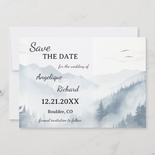 Wasserfarbene Pine Mountain Winter Save the Date K (Vorderseite)