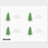 Wasserfarbene Pine Tree 2 Adressetiketten Rechteckiger Aufkleber (Blatt)