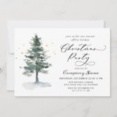 Wasserfarbene Pine Tree Chic Weihnachtsfeier Einladung (Vorderseite)