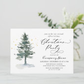 Wasserfarbene Pine Tree Chic Weihnachtsfeier Einladung (Stehend Vorderseite)