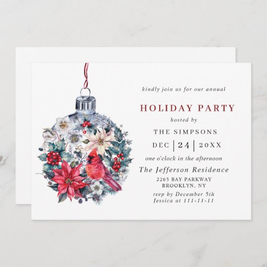 Wasserfarbene Pine Tree Chic Weihnachtsfeier Einladung (Vorne/Hinten)