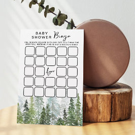 Wasserfarbene Pine Tree Forest Baby Dusche Bingo