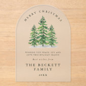 Wasserfarbene Pine Tree Forest Karte Acryleinladungen (Vorderseite)